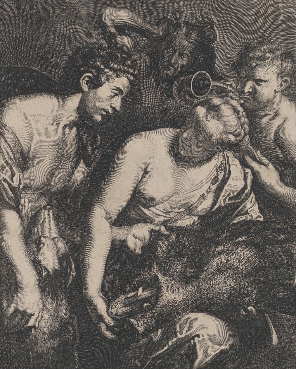 Atalanta ve Abager, 1-2. by Cornelis Bloemaert