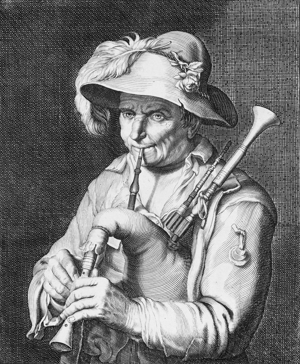Gayda Çalan Adam, 17. yüzyıl. by Cornelis Bloemaert