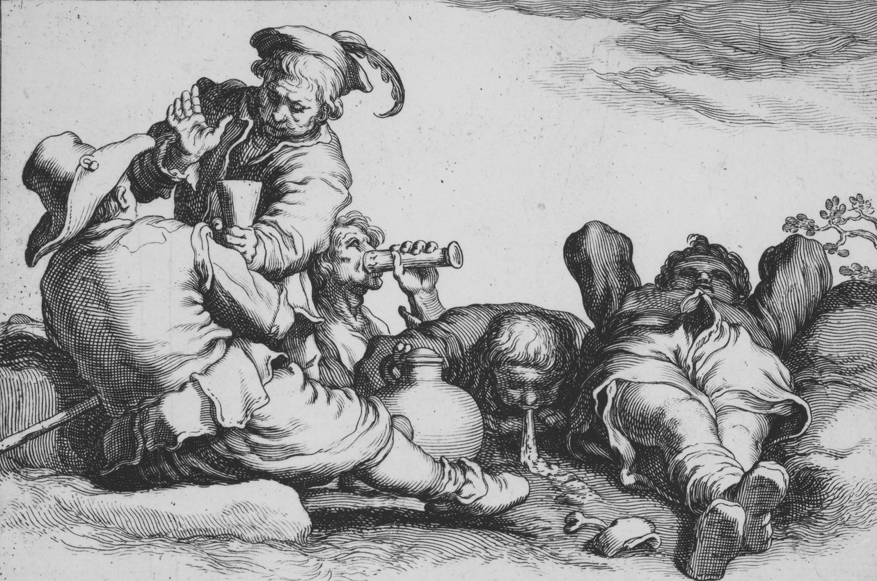 İçen Köylüler, On Altı Köylü Konusu dizisinden, 17. yüzyıl. by Cornelis Bloemaert