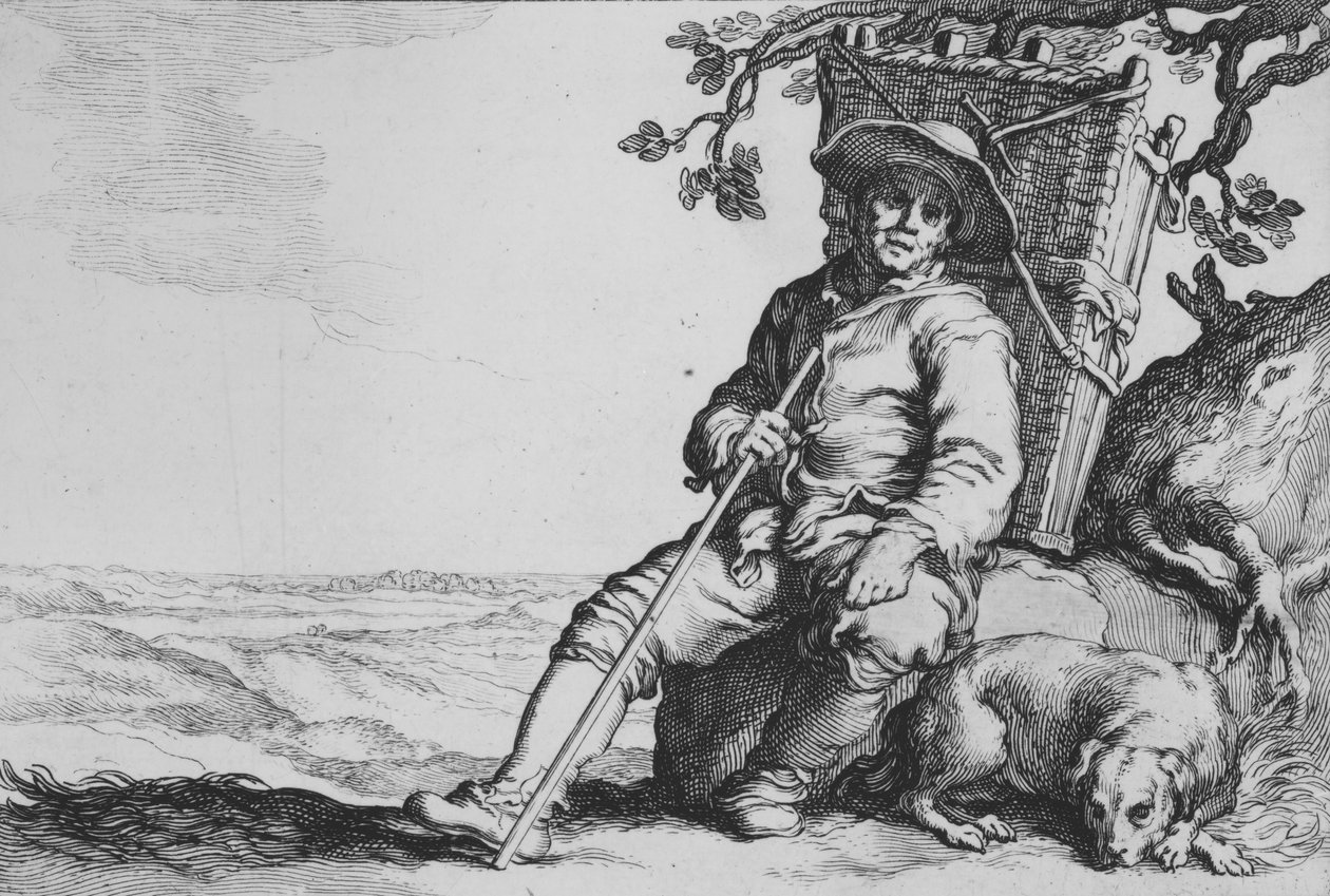 Köpekli Gezgin, On Altı Köylü Özne serisinden, 17. yüzyıl. by Cornelis Bloemaert