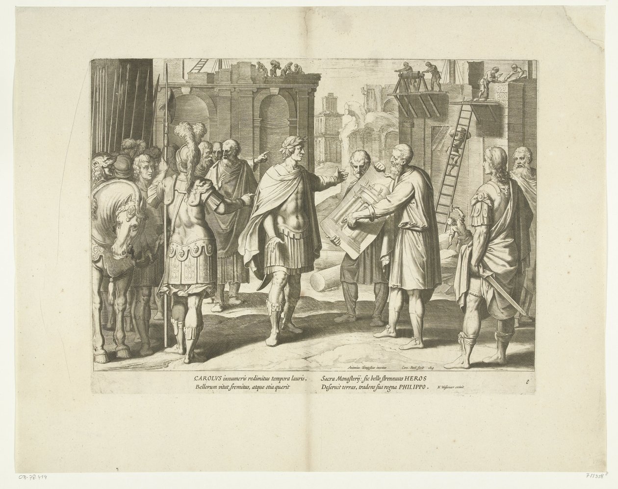 Karel V laat een klooster bouwen, 1555, nr. 8 Sahneler het leven van Karel V (dizi adı) İmparator Charles V.