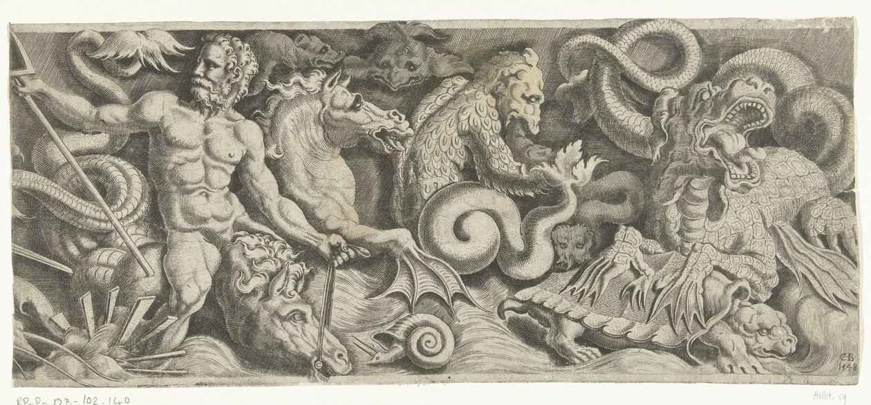 Neptün'ün zaferi ile Frizce, sağ plaka by Cornelis Bos