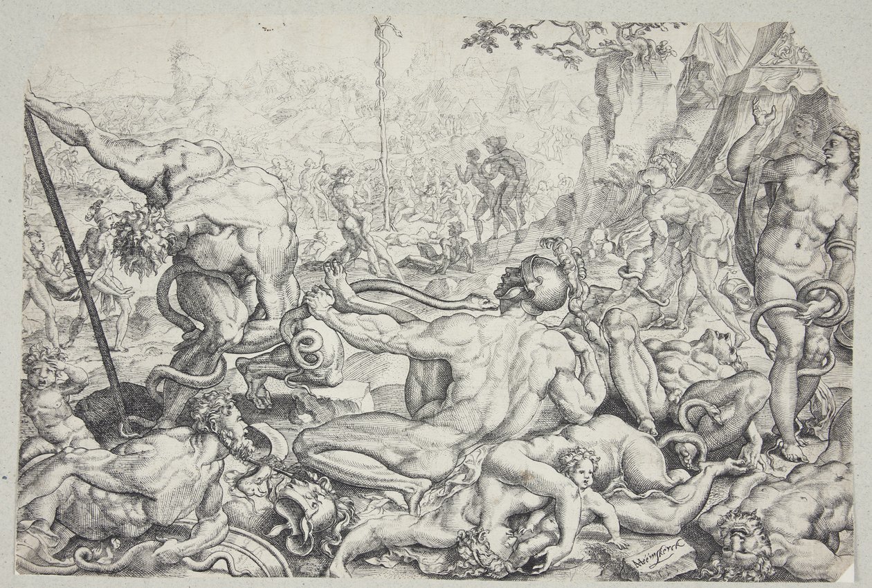Yüzsüz yılan ve ateşli yılanların belası by Cornelis Bos
