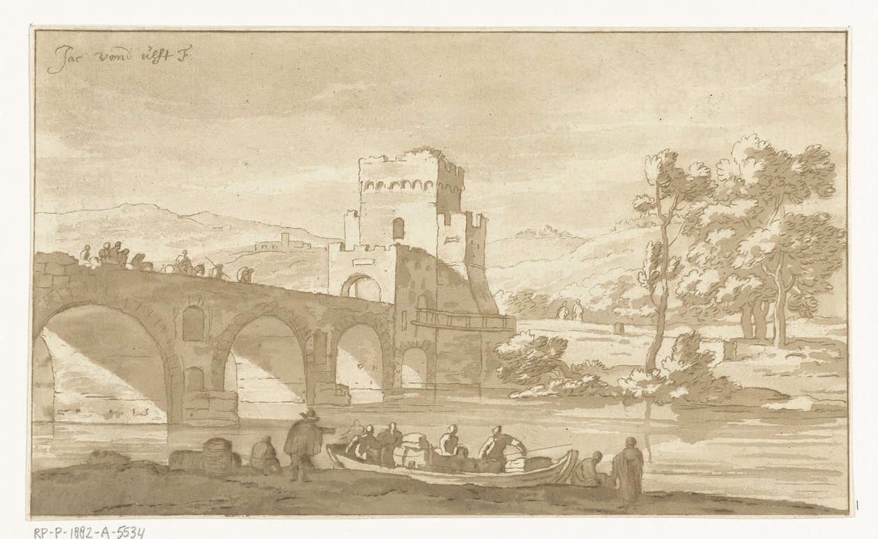 Roma yakınlarındaki Ponte Molle by Cornelis Brouwer