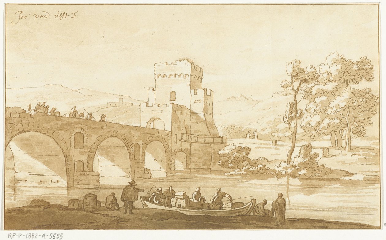 Roma yakınlarındaki Ponte Molle by Cornelis Brouwer