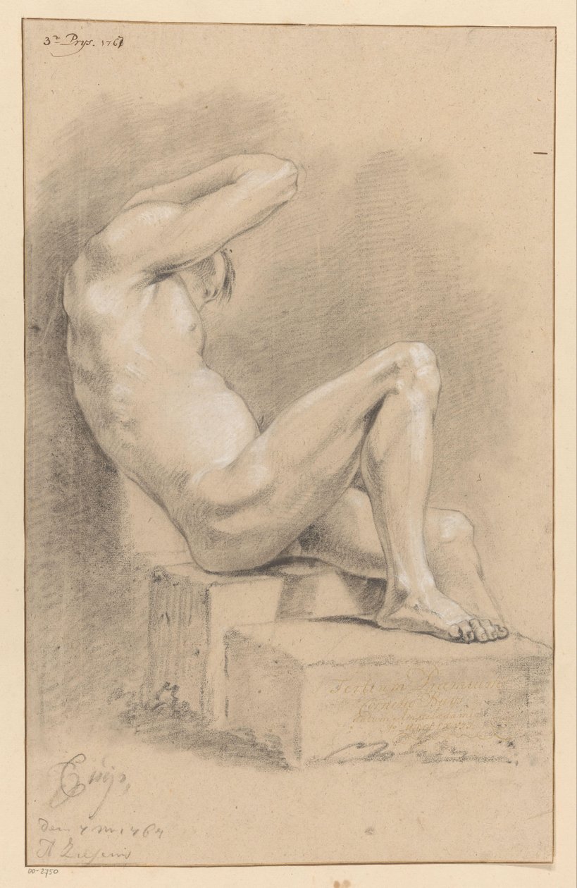 Oturan Erkek Çıplak, Yan Görünüm (3. Ödül 1767) by Cornelis Buys