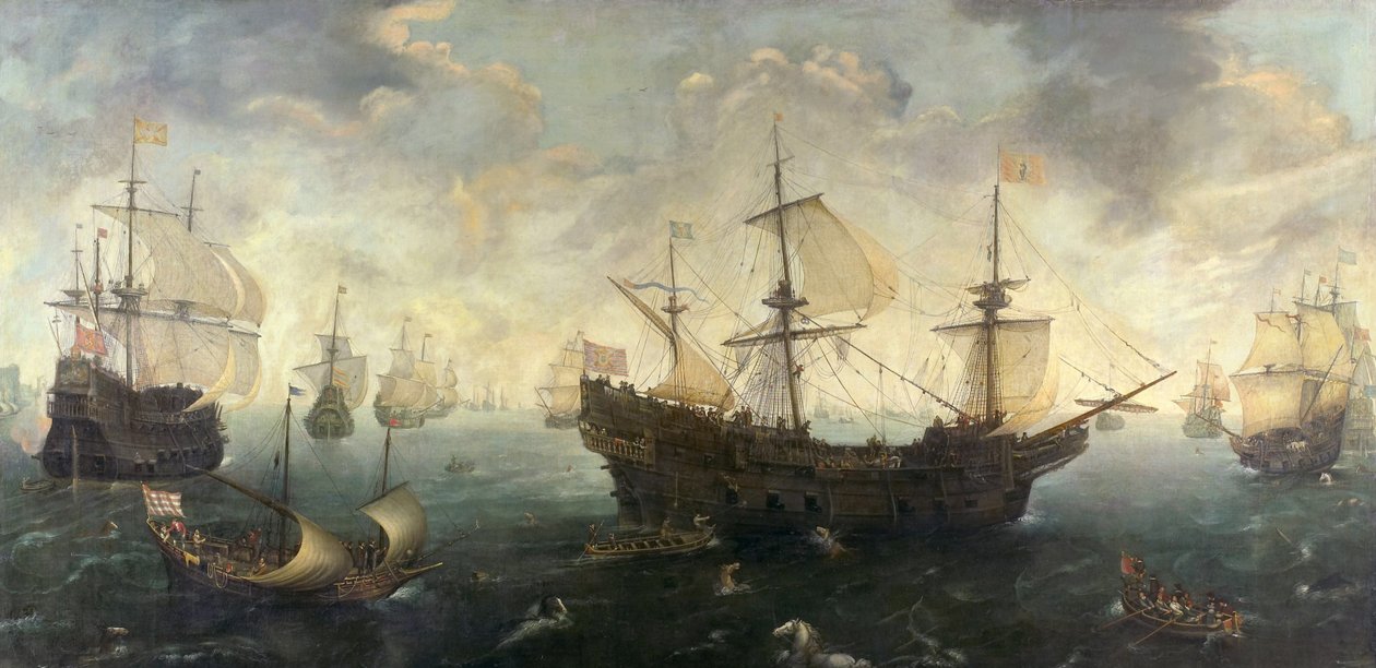 İngiltere Sahili Açıklarındaki İspanyol Armadası, yaklaşık 1620-1625 by Cornelis Claesz Wieringen van