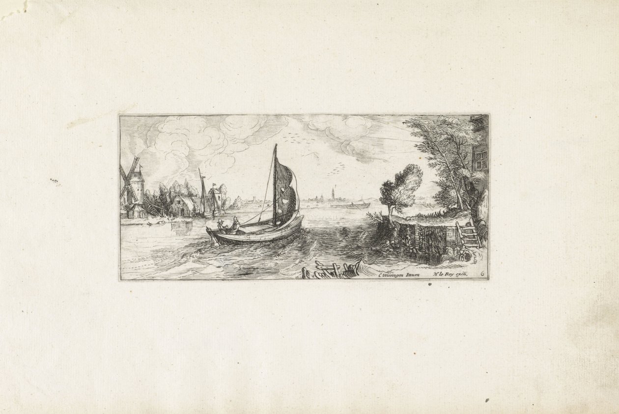 Bir nehir üzerinde tekne Manzaralar (dizi başlığı) by Cornelis Claesz van Wieringen (possibly)