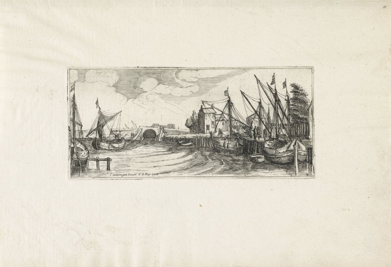 Kilitli bir liman manzarası Manzaralar (dizi başlığı) by Cornelis Claesz van Wieringen (possibly)
