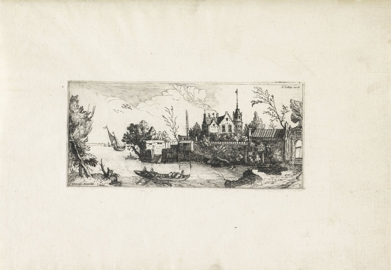 Kayıklı nehir manzarası Manzaralar (dizi başlığı) by Cornelis Claesz van Wieringen (possibly)