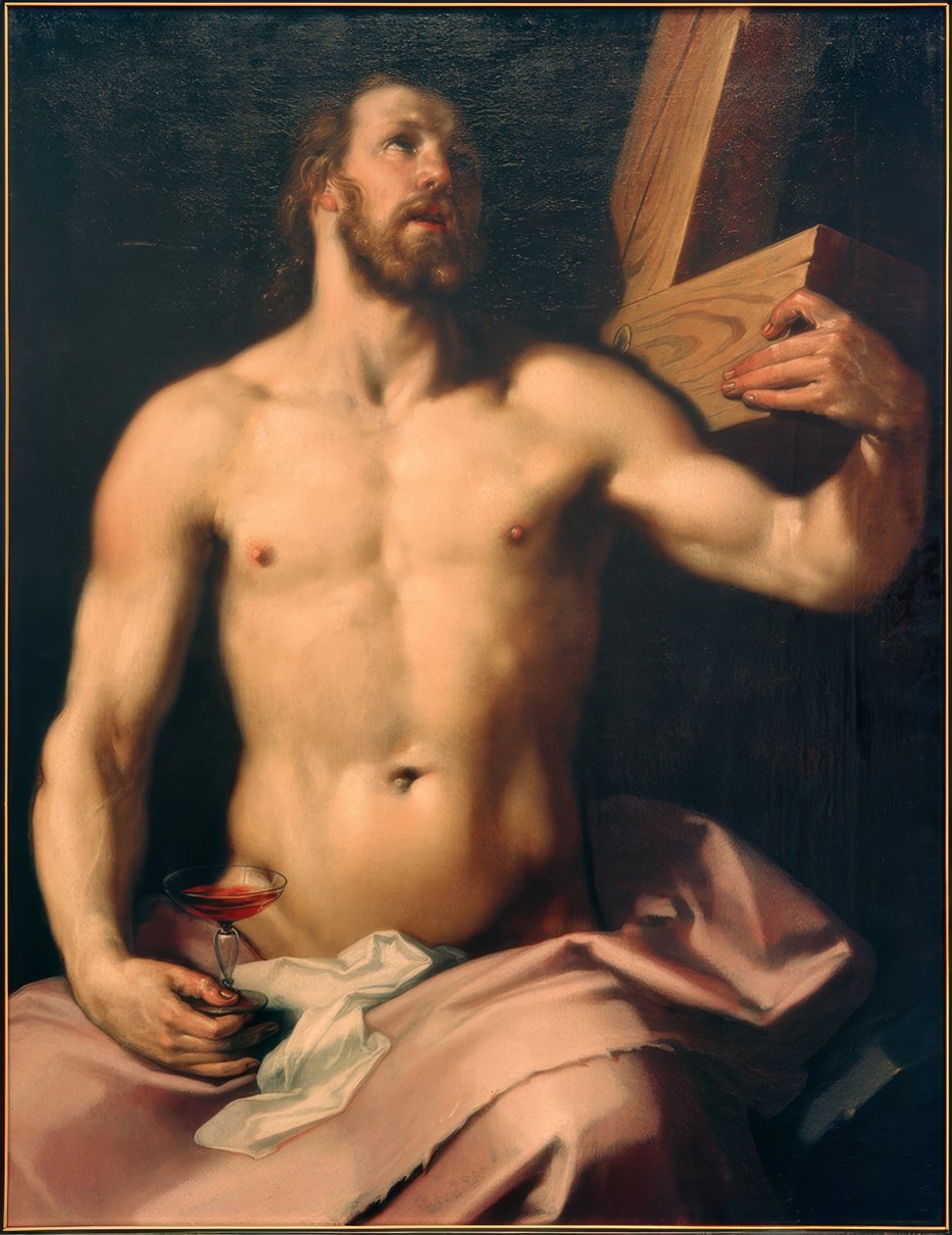 Eucharistic kupa ve haç ile Mesih by Cornelis Cornelisz
