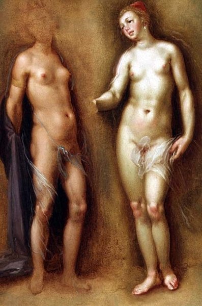 İki çıplak kadın çalışması by Cornelis Cornelisz van Haarlem