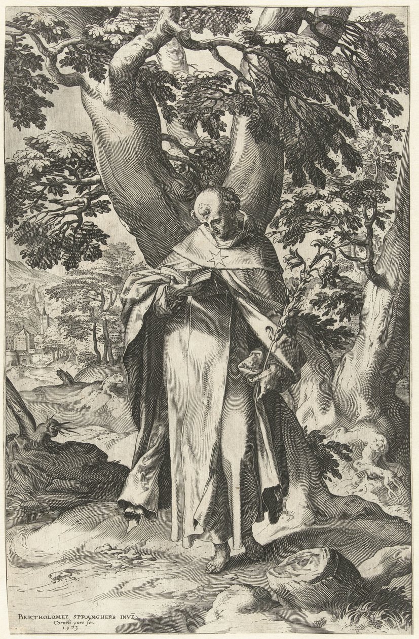 Aziz Dominic, kitap okuyor by Cornelis Cort