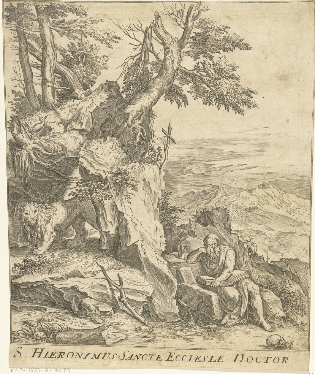 Hieronymus okuma ile manzara by Cornelis Cort