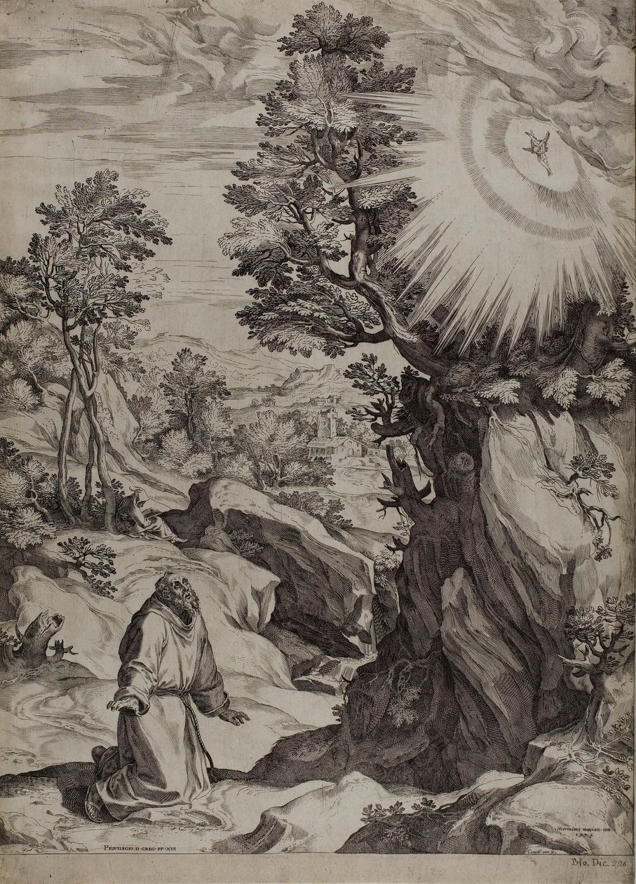Büyük Bir Peyzajda Aziz Francis Tövbekar by Cornelis Cort