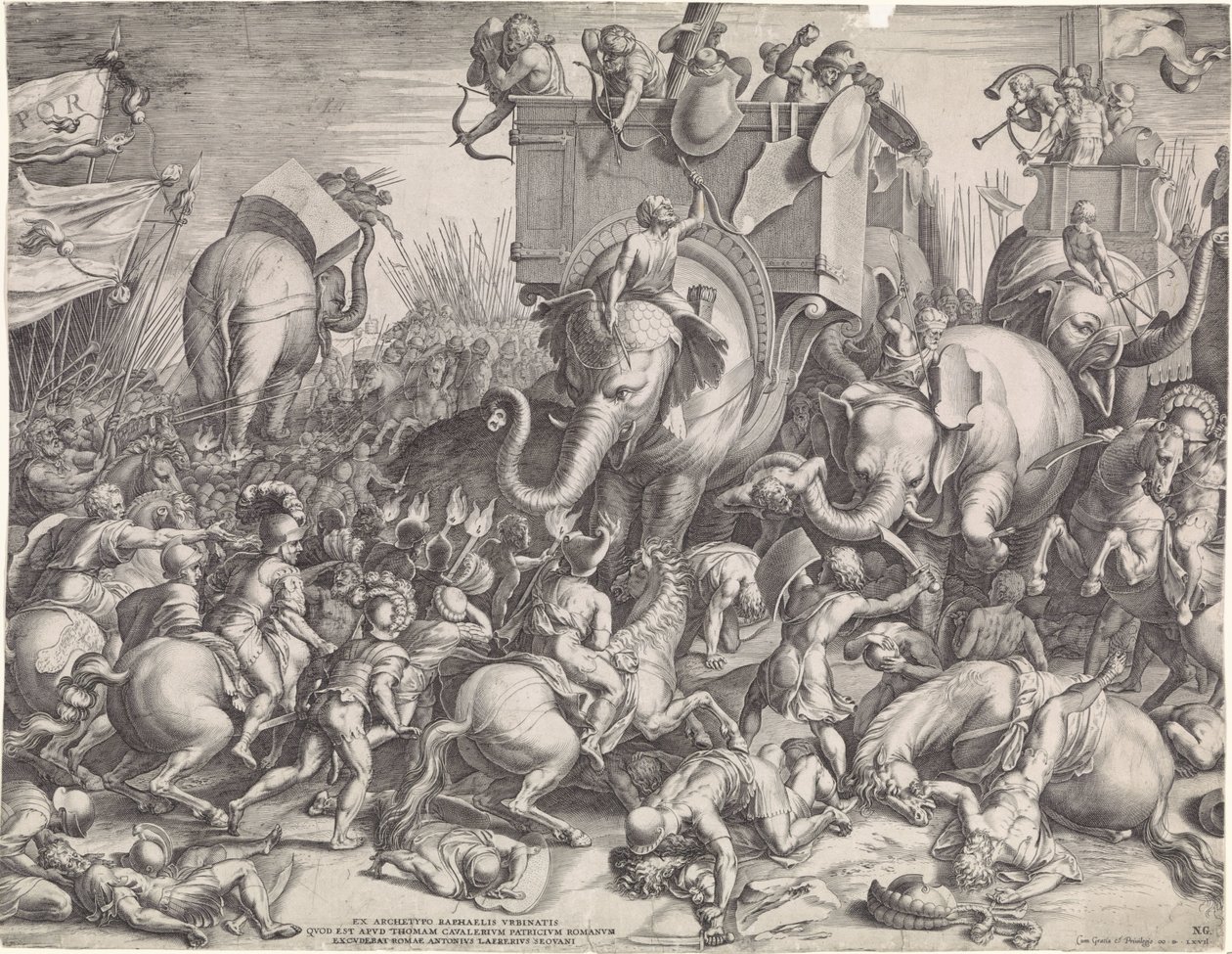 Scipio ve Hannibal arasındaki Zama Savaşı by Cornelis Cort