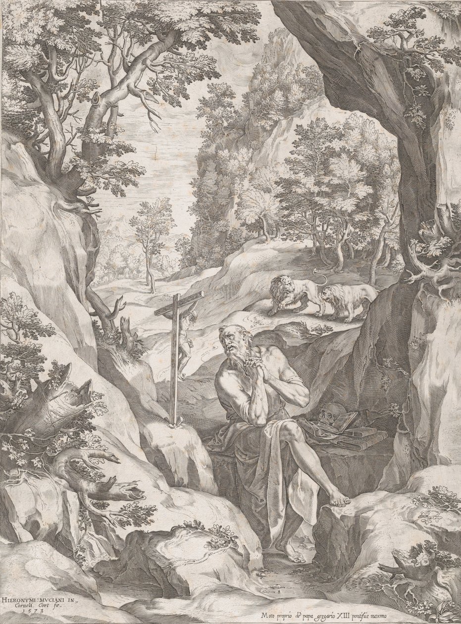 Vahşi Doğada Aziz Jerome Tövbekar, 1573. by Cornelis Cort