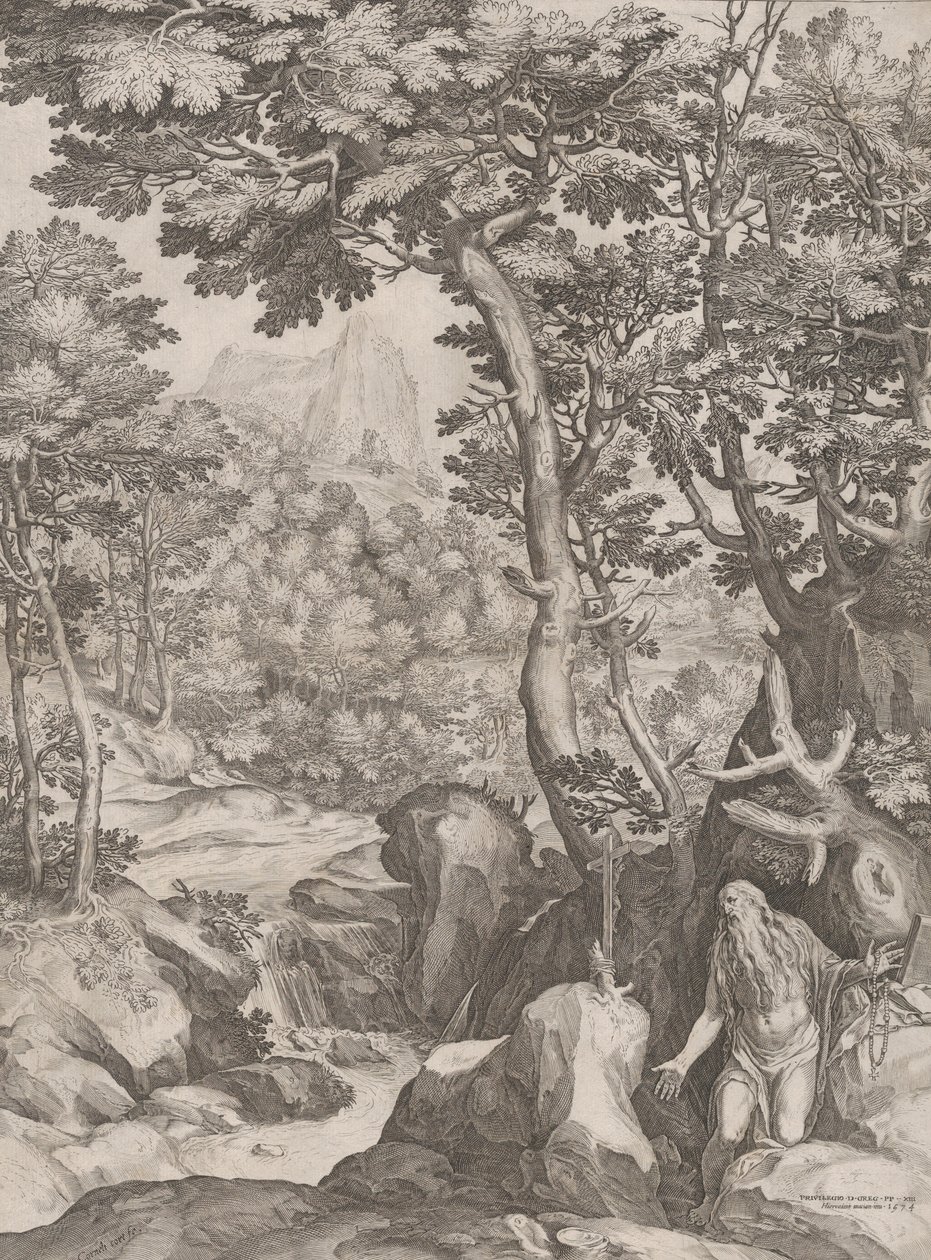 Vahşi Doğada Aziz Onuphrius, 1574. by Cornelis Cort
