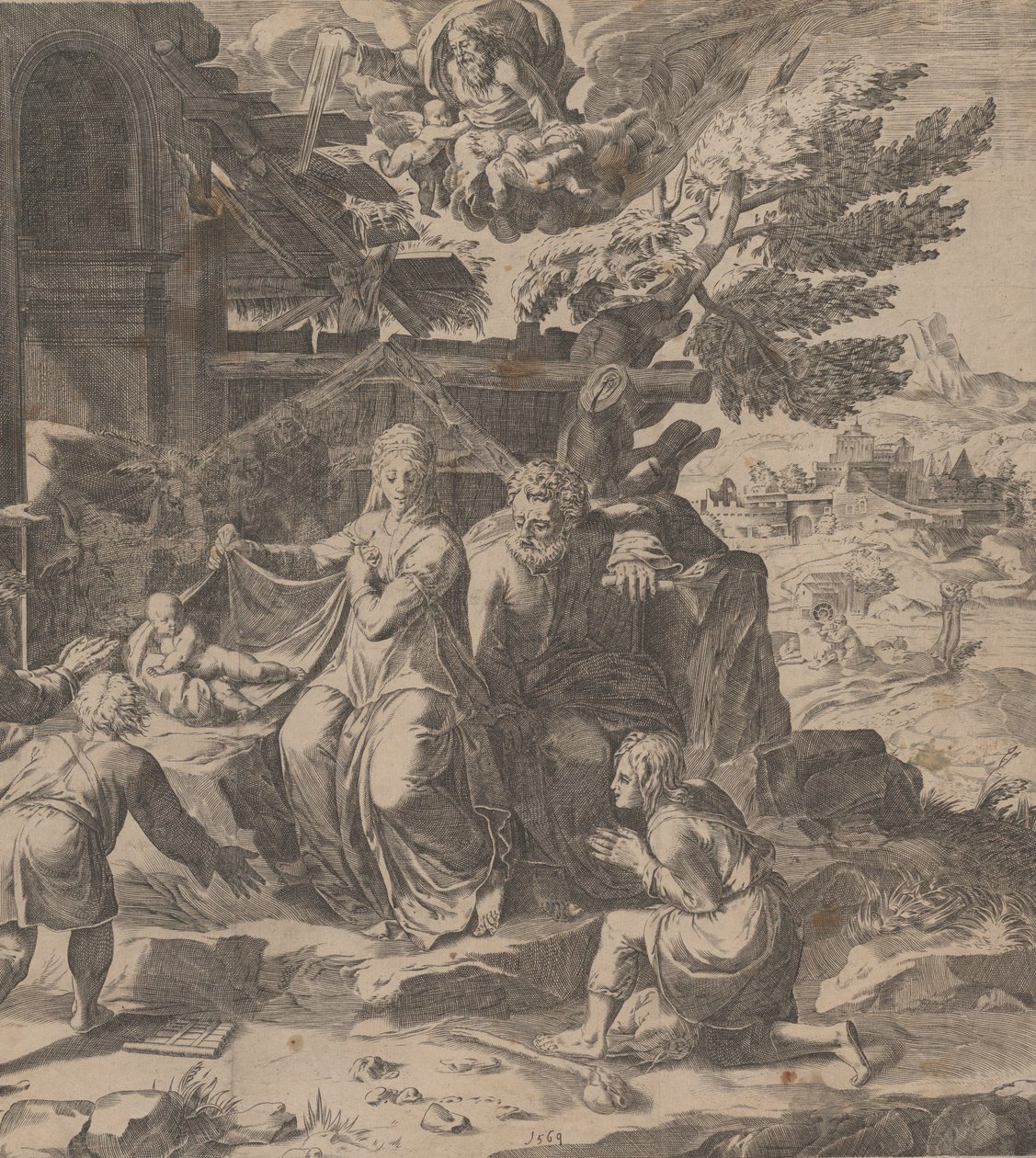 Çobanların Tapınması, 1569. by Cornelis Cort