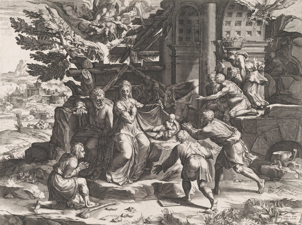 Çobanların Tapınması, 1569. by Cornelis Cort