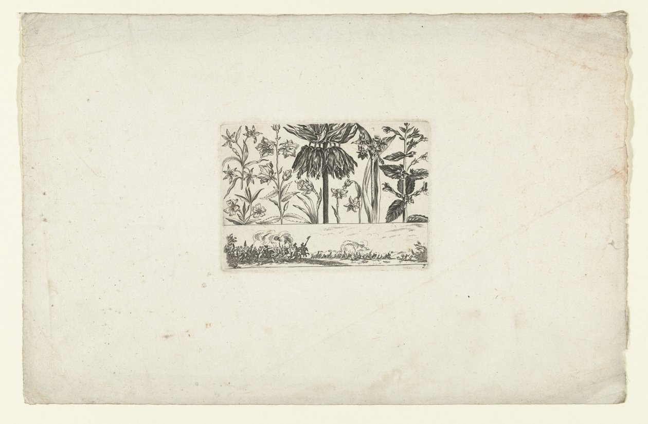 Manzara üzerinde çiçek satırı Çiçekler ve manzaralar (dizi başlığı) by Cornelis Danckerts (I)