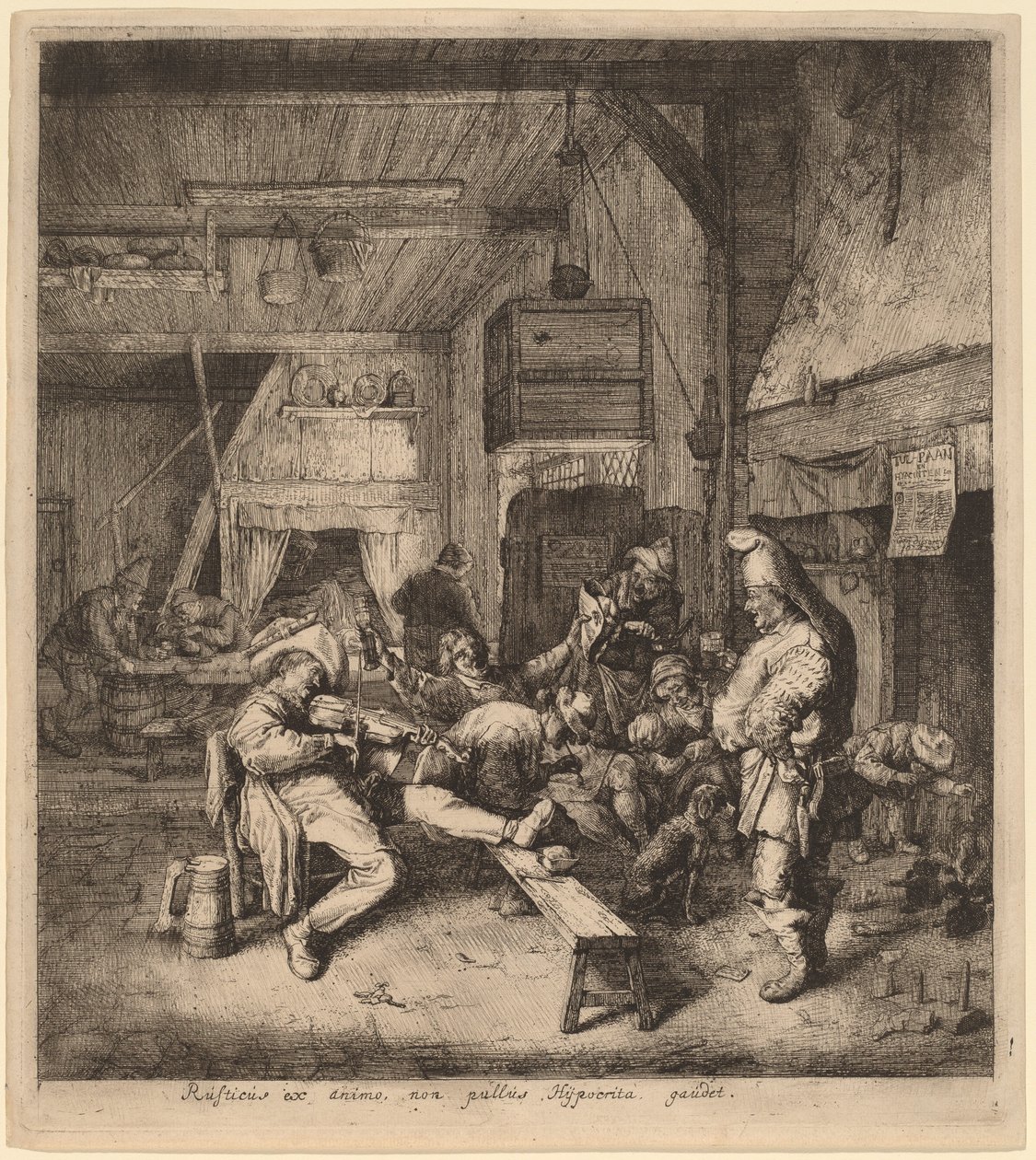 Bir Tavernada Oturan Kemancı by Cornelis Dusart