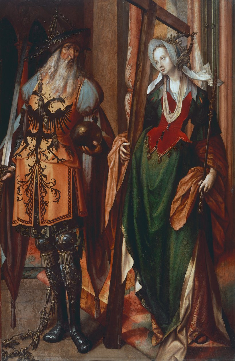 Ahşap üzerine boyanmış İmparator Konstantin ve St Helen by Cornelis Engebrechtsz