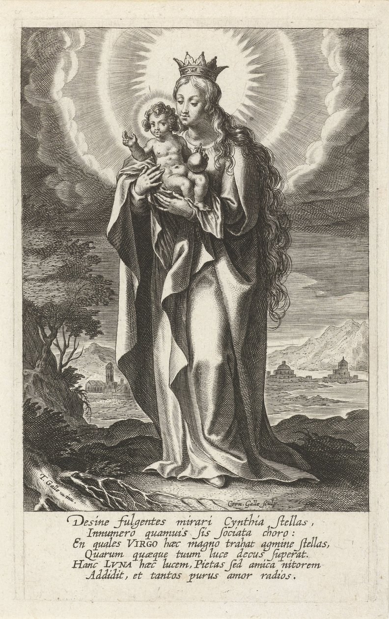 Çocuklu Taçlı Meryem by Cornelis Galle (I)