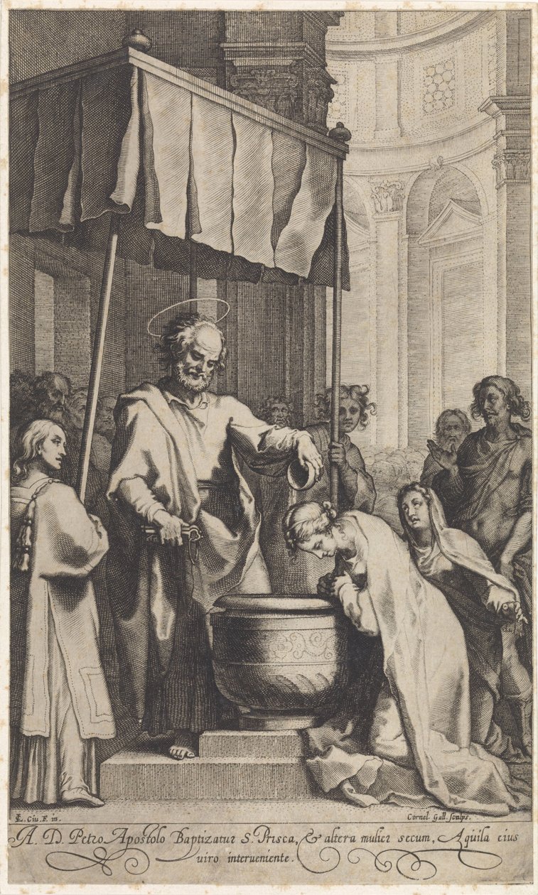 Peter, Roma'nın Aziz Prisca'sını vaftiz ediyor by Cornelis Galle (I)