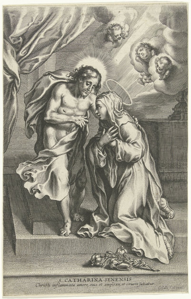 Sienalı İsa ve Aziz Catherine by Cornelis Galle (II)