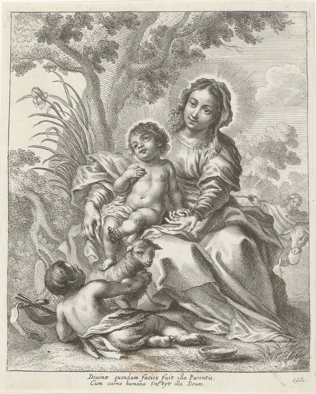 Çocukken Vaftizci Yahya ile Kutsal Aile by Cornelis Galle (II)