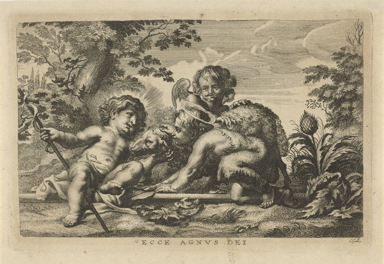 Vaftizci Yahya ve Kuzu ve Melek ile Mesih Çocuk by Cornelis Galle (II)