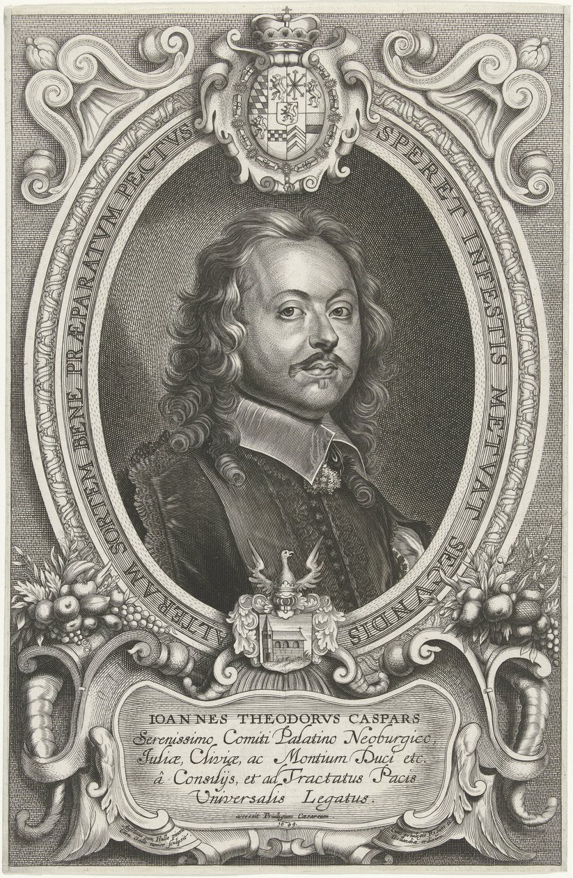 Portret van Johann Theodor Caspars Hıristiyanlığın barışçıl dünyasının en ünlü elçileri ve Osnabrugas Manastırı (...) (dizi adı) by Cornelis Galle (II)