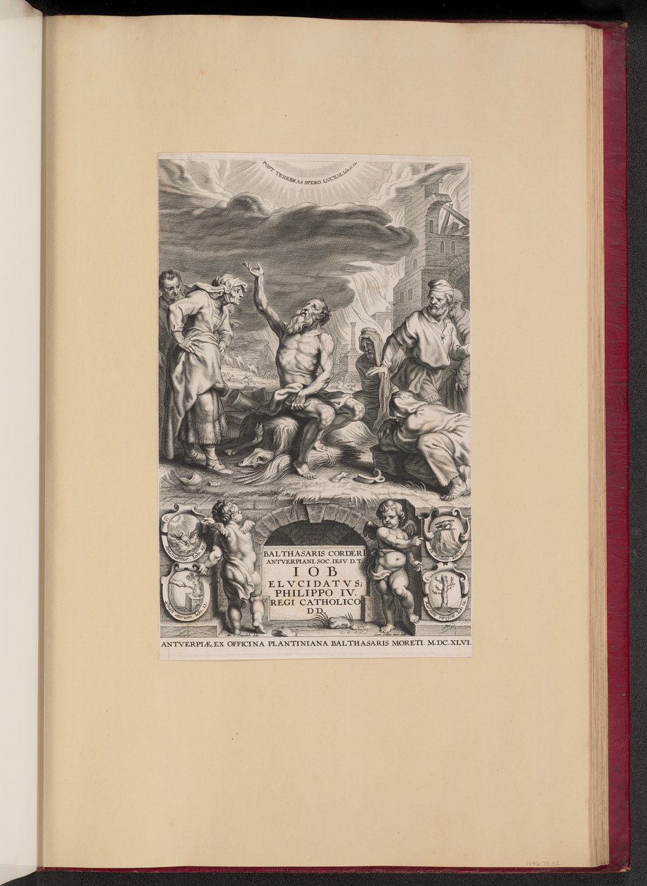 Balthasar Cordier, Iob Elvcidatvs için Başlık Sayfası by Cornelis Galle II after Abraham van Diepenbeeck