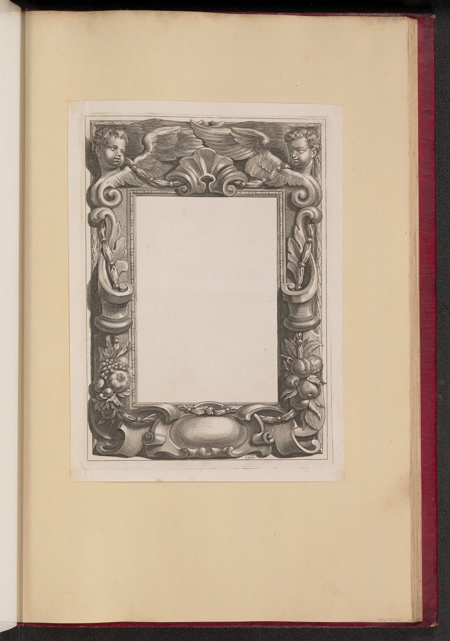 İki Putti ve Meyve ile Sınır İllüstrasyon by Cornelis Galle I