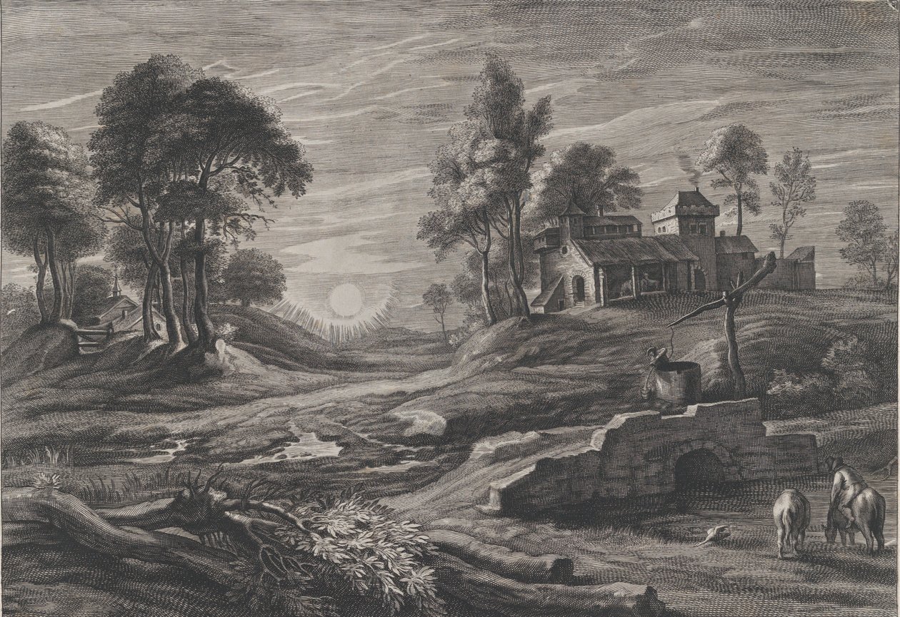 Draw-Well ile Manzara, 1638-60. by Cornelis Galle I