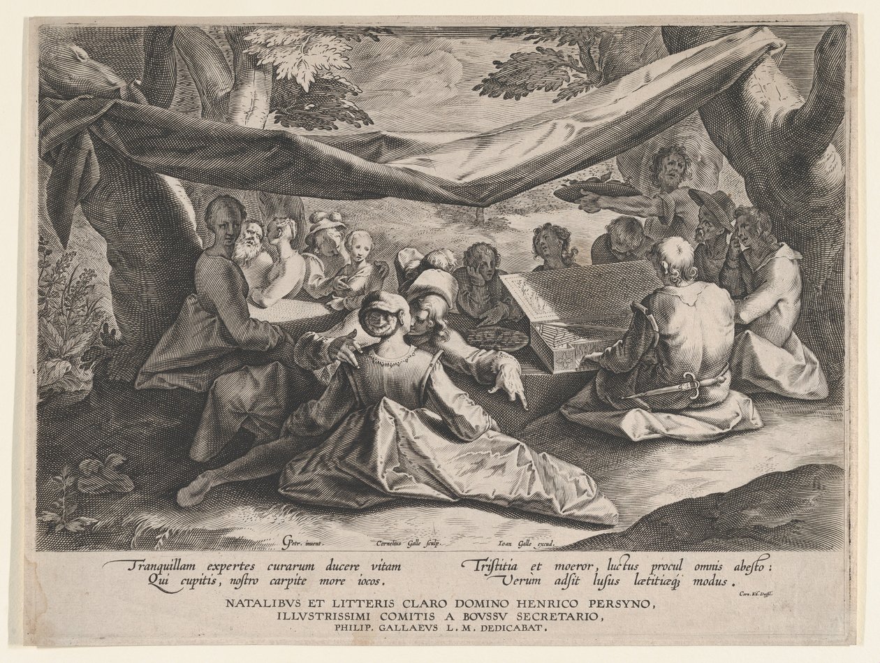 Açık Havada Müzikli Parti, 16. yüzyılın sonu ve 17. yüzyılın başı. by Cornelis Galle I