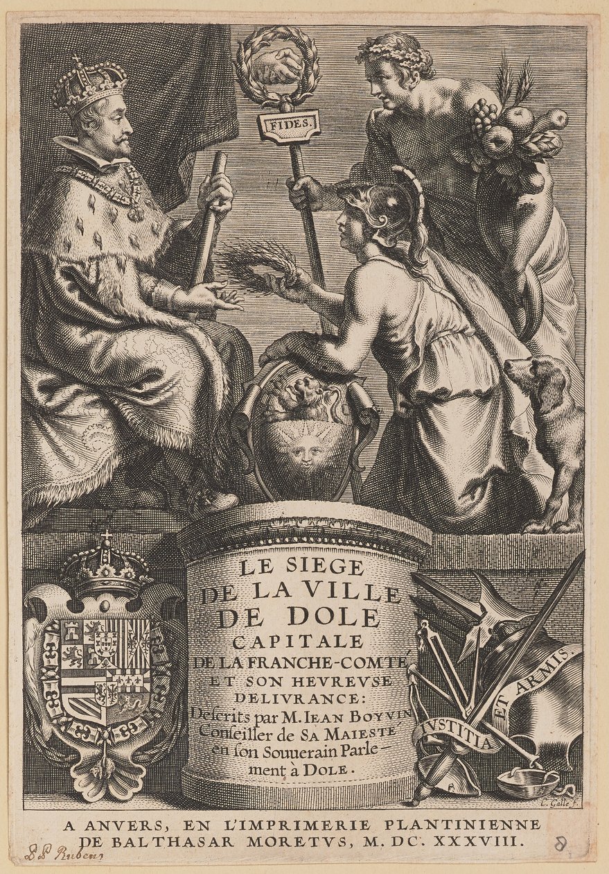 Jean Boyvin, Dole Şehri Kuşatması için Başlık Sayfası by Cornelis Galle I after Erasmus Quellinus II after Sir Peter Paul Rubens