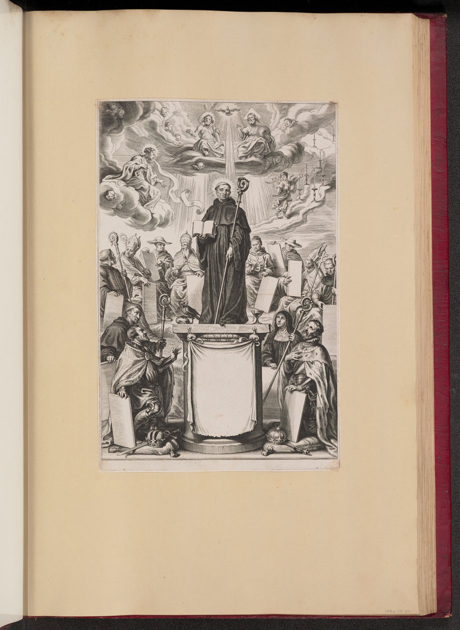 Dommo Benedicto Haeftano'nun S. Benedictus Illvstratvs için Başlık Sayfası by Cornelis Galle I after Sir Peter Paul Rubens