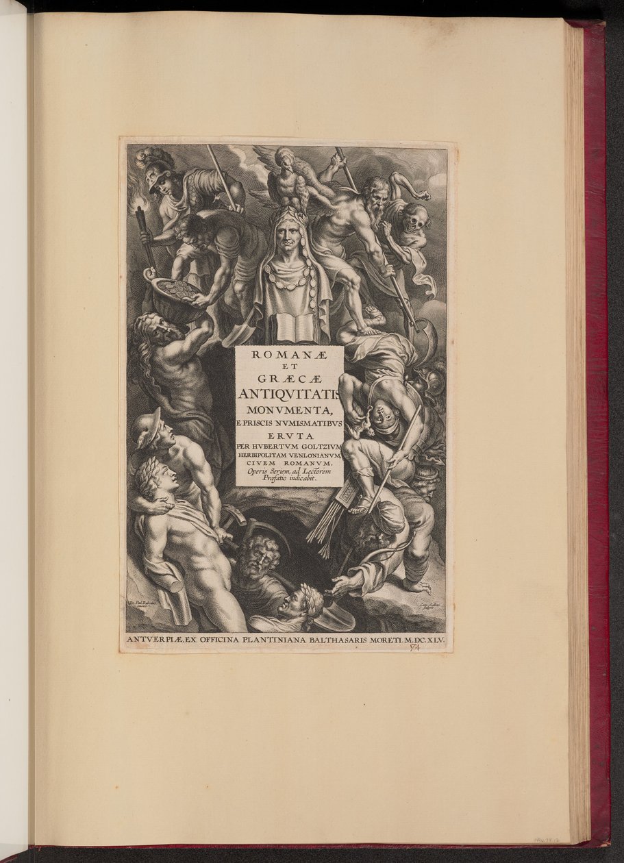 Hubert Goltzius için Başlık Sayfası, Roma ve Yunan Monvmenta (Opera Omnia I) by Cornelis Galle I after Sir Peter Paul Rubens