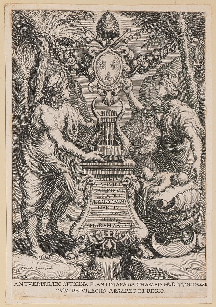 M.C. için Başlık Sayfası Sarbievski, Lirik Kitaplar IV by Cornelis Galle I after Sir Peter Paul Rubens