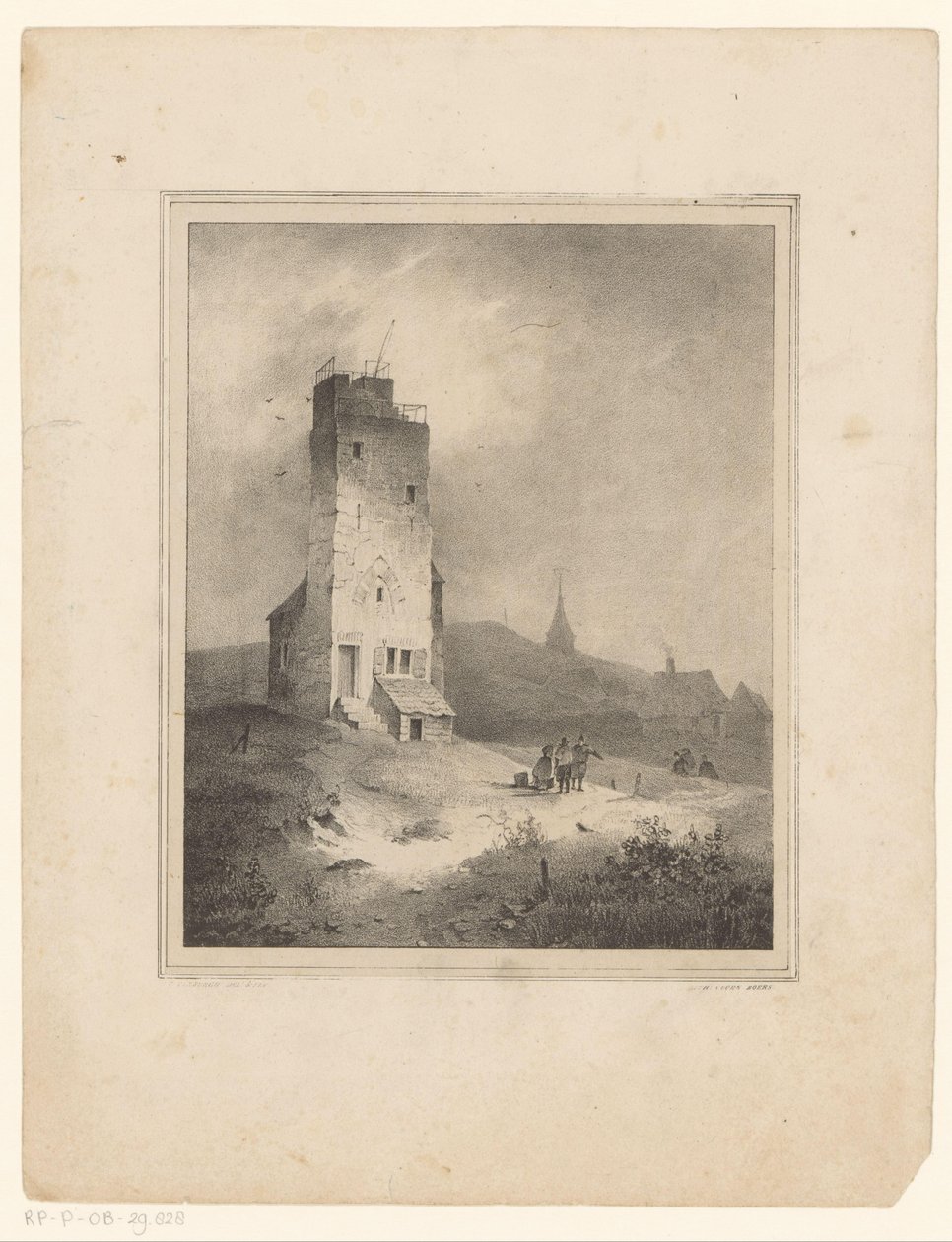 Dune manzara içinde kule by Cornelis Gerrit Verburgh