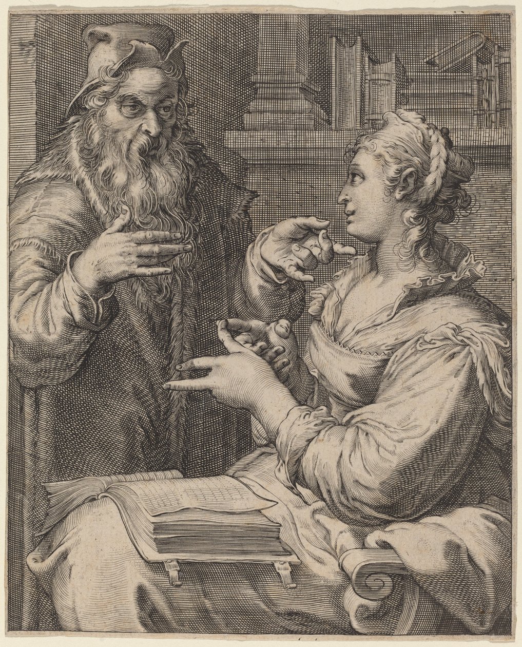 Felsefe by Cornelis Jacobsz Drebbel, after Hendrik Goltzius