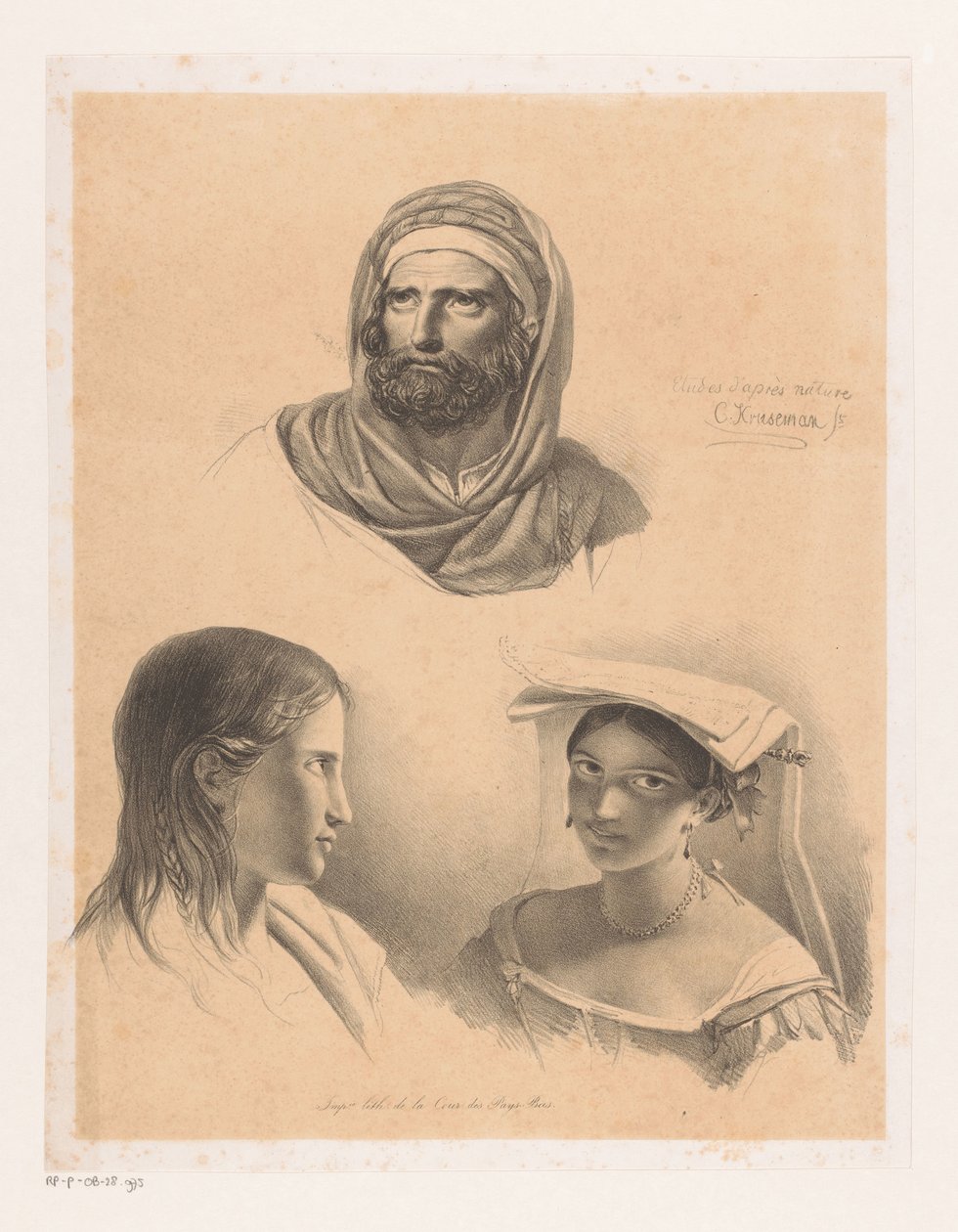 üç portre by Cornelis Kruseman