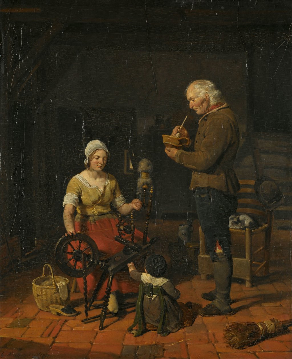 Köylü Ailesi Kulübelerinde by Cornelis Kruseman