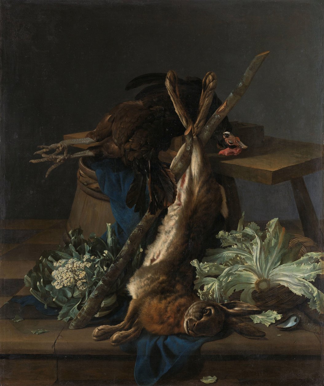 Tavşan ve Kara Horoz ile Natürmort by Cornelis Lelienbergh