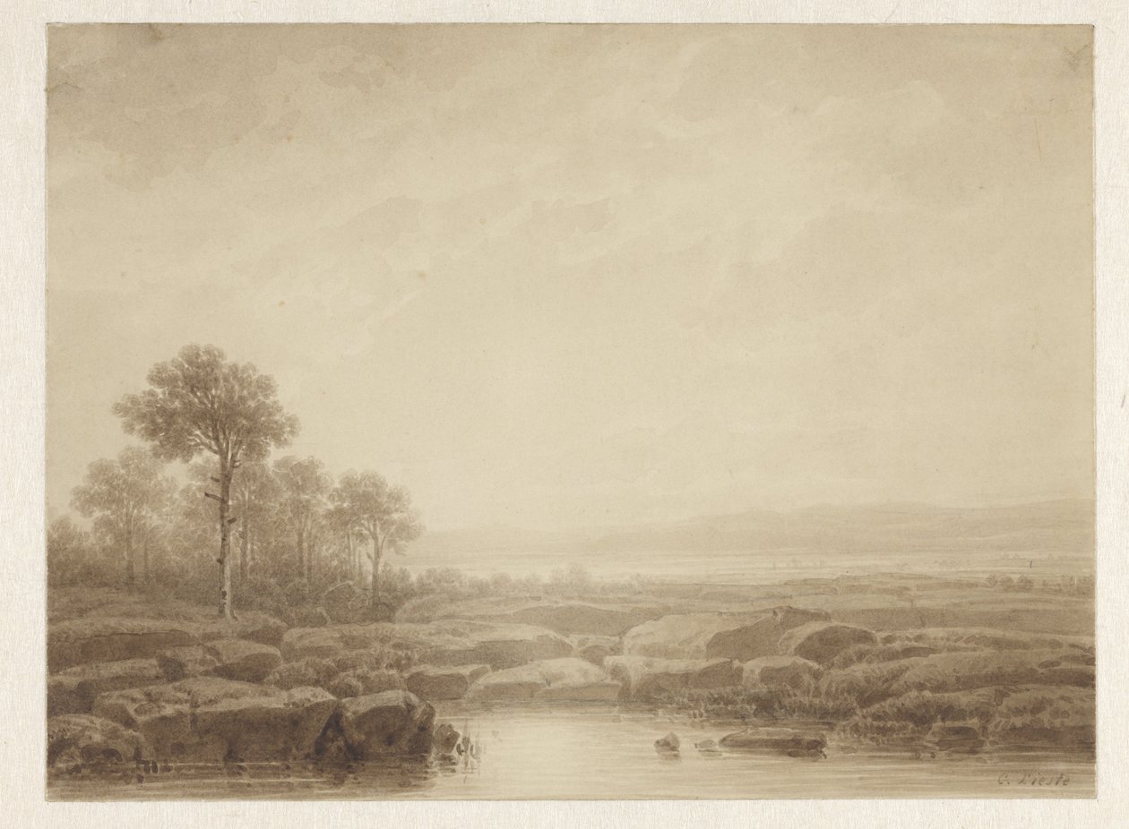 Su ile kayalar ile manzara by Cornelis Lieste
