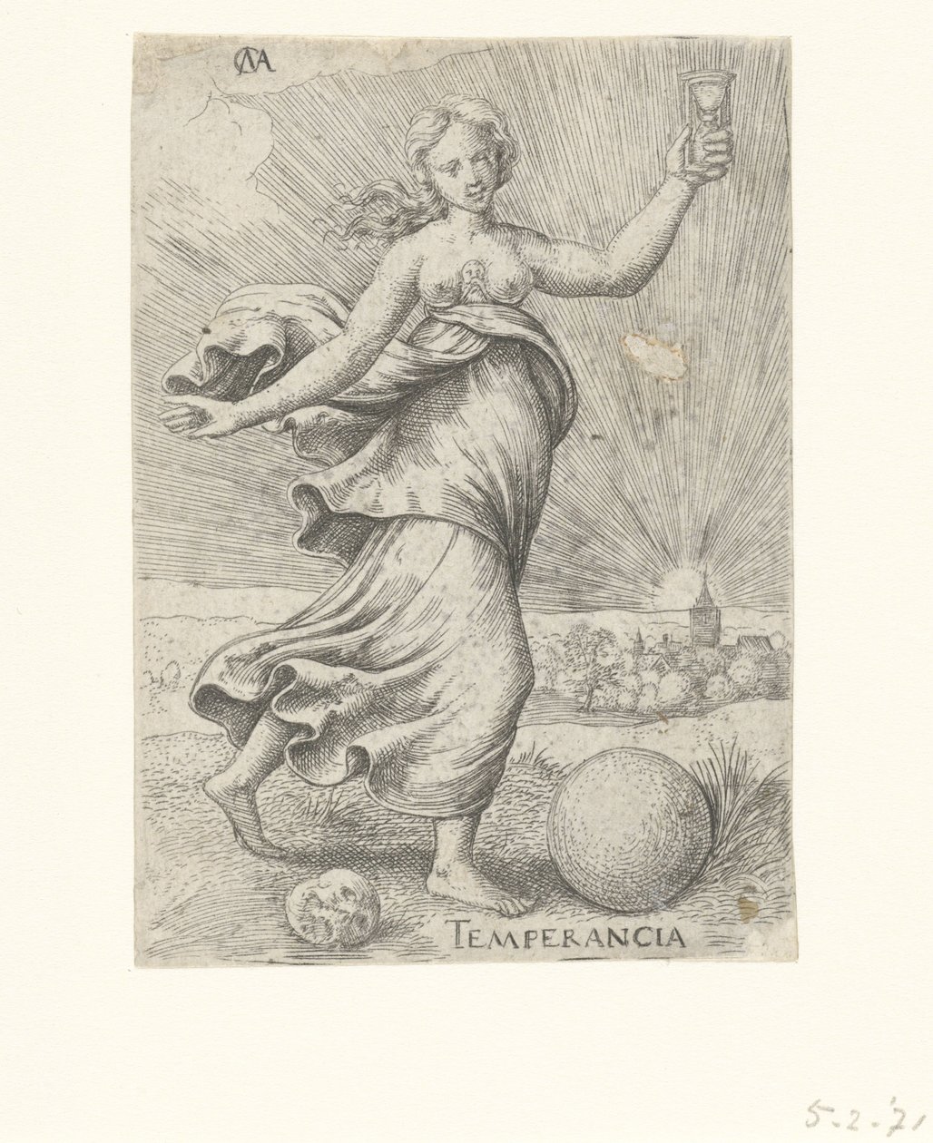 ölçülülük Temperancia (nesne üzerindeki başlık) Erdemler (dizi adı) by Cornelis Massijs