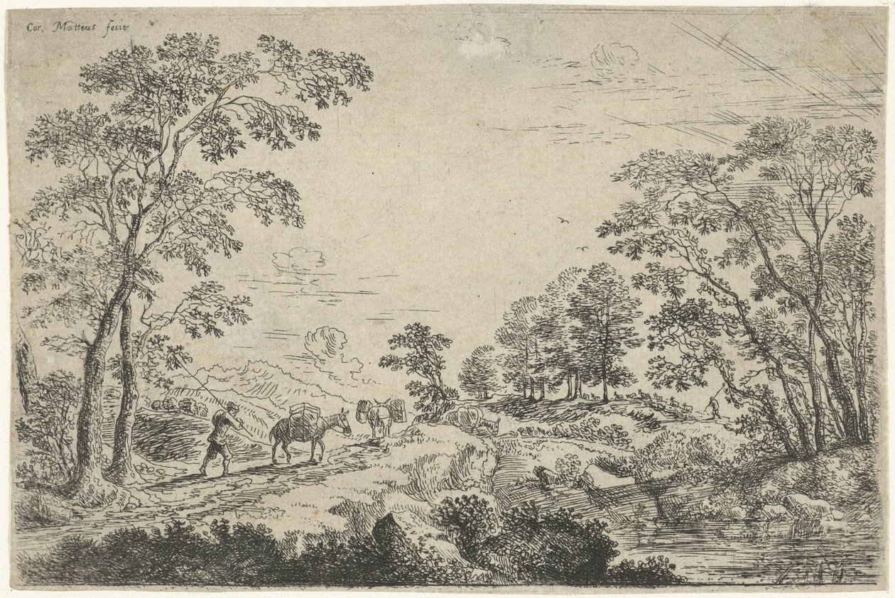 Katır Sürücülü Manzara by Cornelis Matthieu