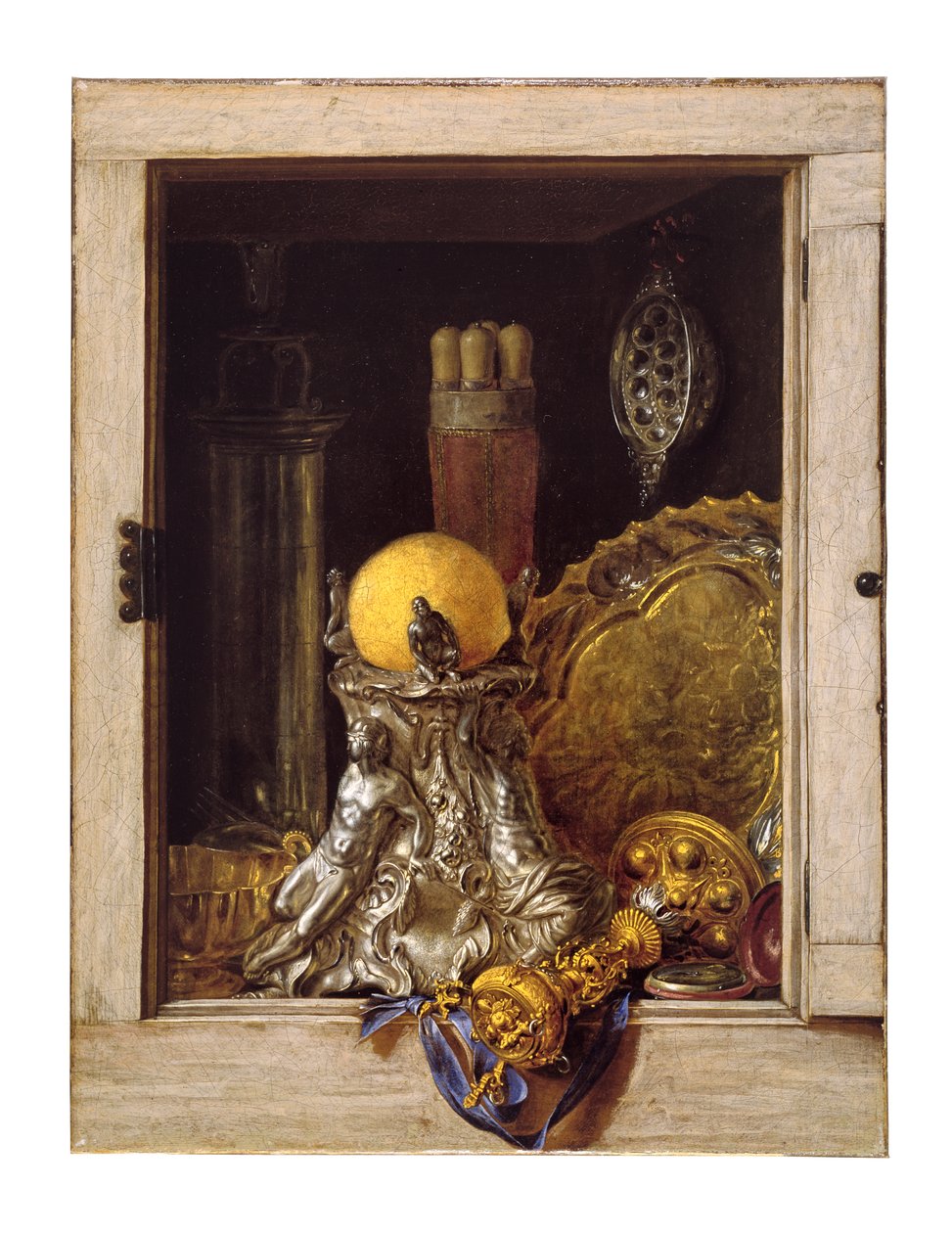 Açık Dolapta Gümüş Eşya (tuval üzerine yağlı boya) by Cornelis Norbertus Gysbrechts